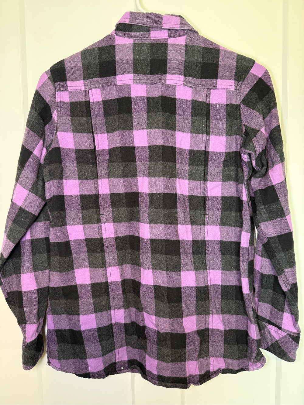 Women’s Purple & Black Plaid Button-Down Flannel 100% cotton - Picture 7 of 14